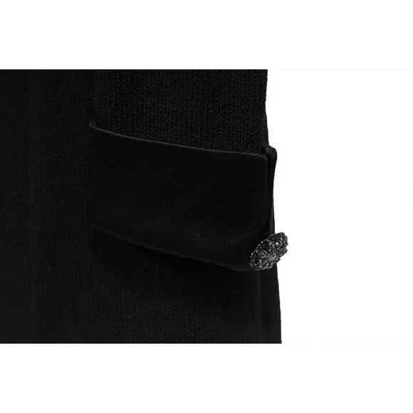 St. John Evening Womens Ribbed Coat US 2 Black Satin Knit Jacket Blazer